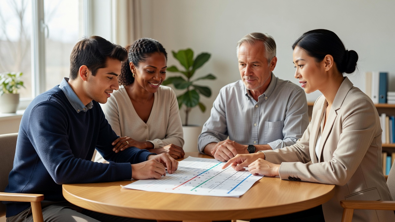 Young adult and family meeting with a transition planner