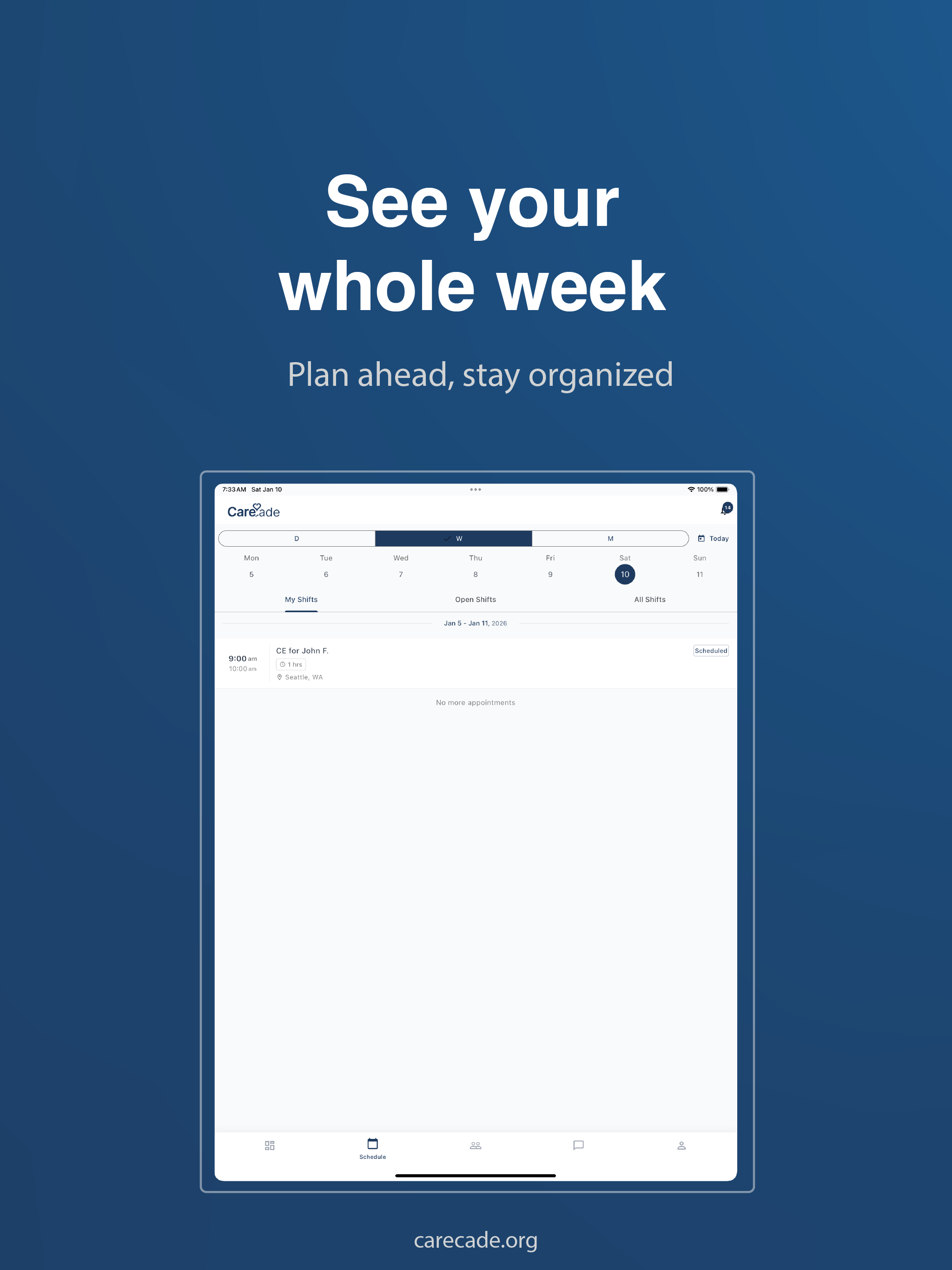 Weekly schedule view